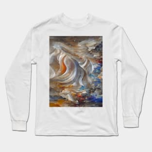 Abstract, Marble, Watercolor, Colorful, Vibrant Colors, Textured Painting, Texture, Gradient, Wave, Fume, Wall Art, Modern Art Long Sleeve T-Shirt